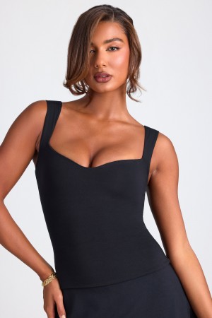 Black Women's Oh Polly Modal Sweetheart Neckline Tops | 21568CVZU