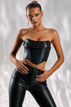 Black Women's Oh Polly Strapless Bustier Tops | 40782FCWU