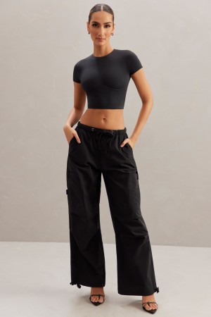 Black Women's Oh Polly Wide Leg Cargo Pants | 83602OFZJ