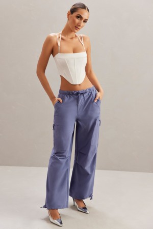 Blue Women's Oh Polly Wide Leg Cargo Pants | 08639KTCX