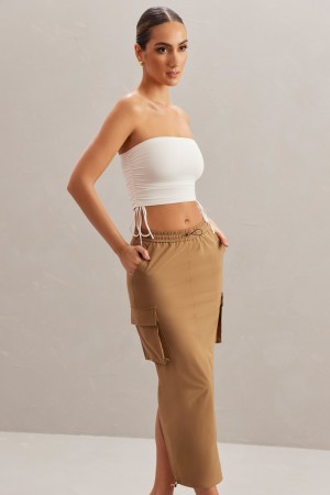 Brown Women's Oh Polly Cargo Maxi Skirts | 52971KUDV