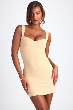 Brown Women's Oh Polly Modal Sweetheart Neckline A-Line Mini Dress | 54907SLAN