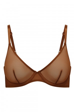 Brown Women's Oh Polly Soft Mesh Single Layer Underwired Bra | 76241SFDW