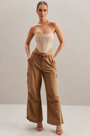 Brown Women's Oh Polly Wide Leg Cargo Pants | 56320XIPT