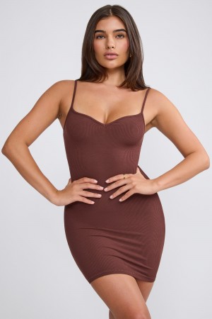 Chocolate Women's Oh Polly Ribbed Modal Mini Dress | 30984TQJI