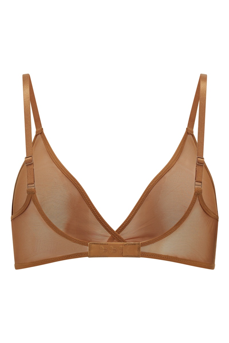 Beige Women's Oh Polly Soft Mesh Single Layer Triangle Bra | 81276DROS