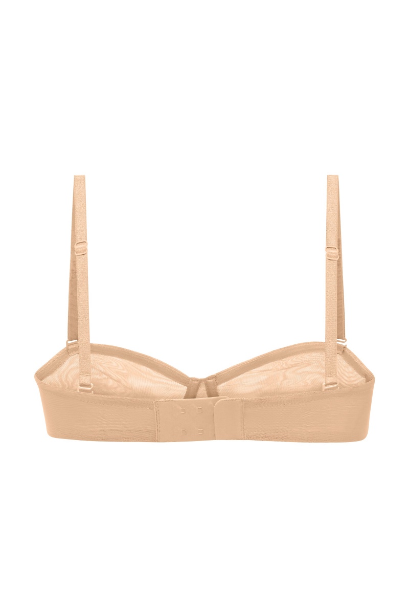 Beige Women's Oh Polly Soft Mesh Strapless Bra | 67983HGSO