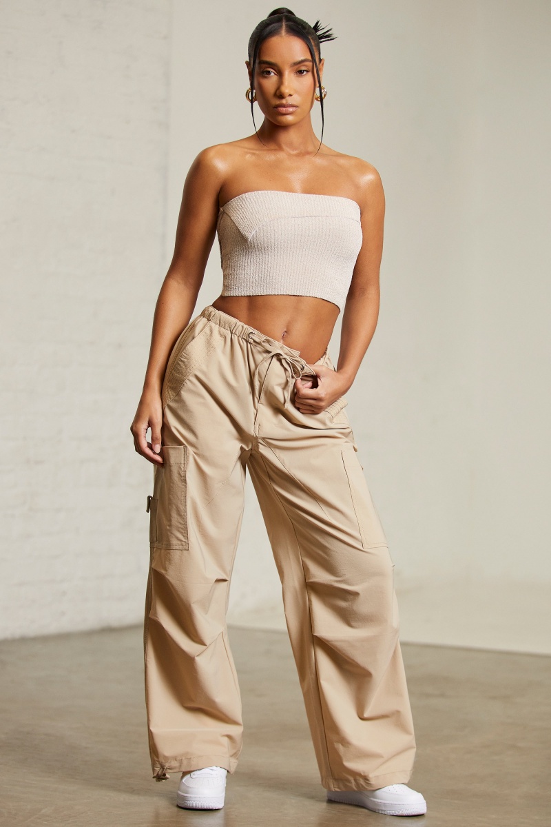 Beige Women's Oh Polly Wide Leg Cargo Pants | 52480LDOC