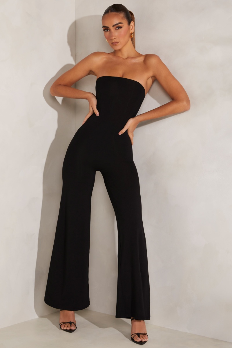 Black Women\'s Oh Polly Bandeau Wide Leg Jumpsuit | 10765AZXW