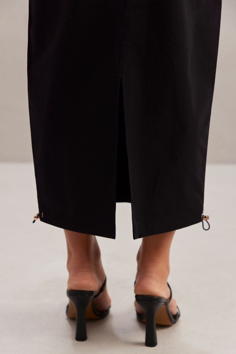 Black Women's Oh Polly Cargo Maxi Skirts | 95480NUMY