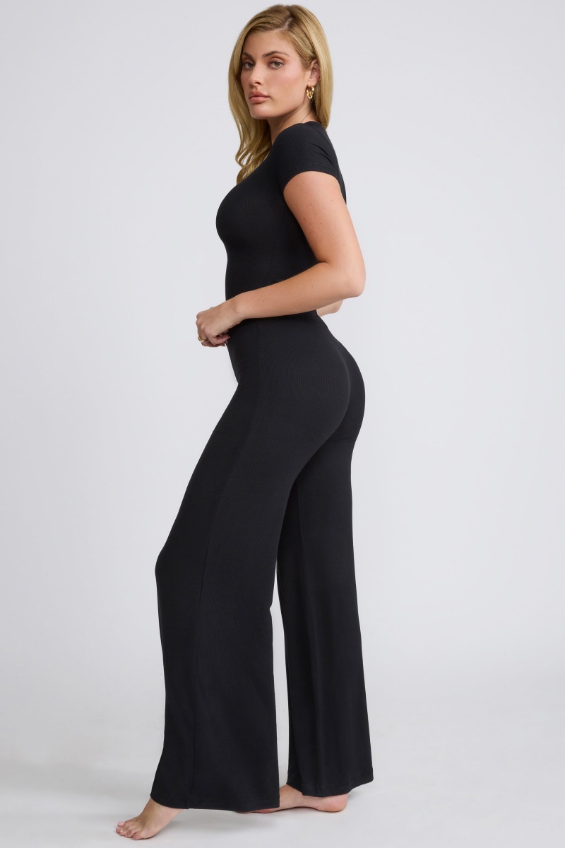 Black Women's Oh Polly Mid Rise Wide Leg Pants | 09524LRHM