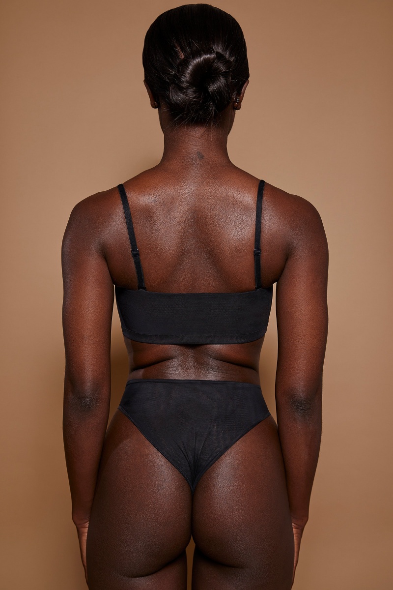 Black Women's Oh Polly Soft Mesh Bandeau Bra | 47186YXST