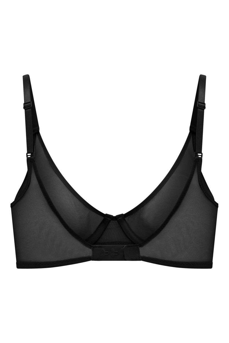 Black Women's Oh Polly Soft Mesh Single Layer Underwired Bra | 09251BFSN