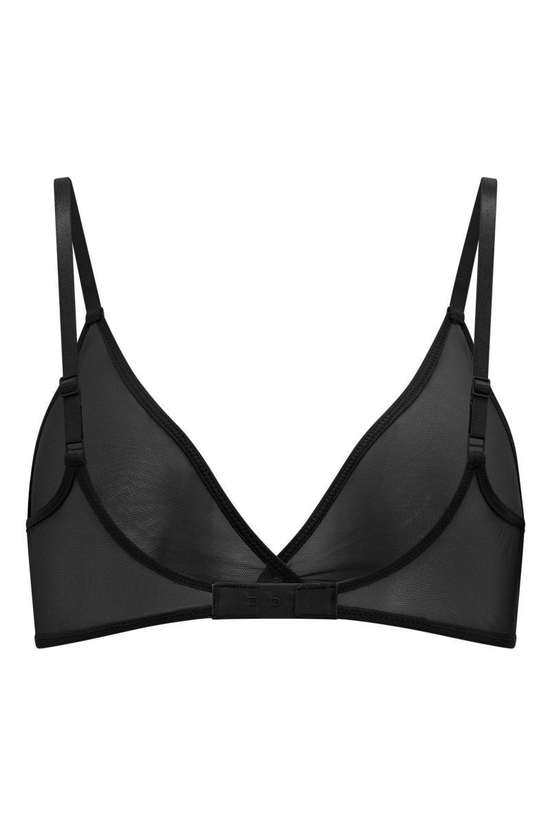 Black Women's Oh Polly Soft Mesh Single Layer Triangle Bra | 41059MDAT