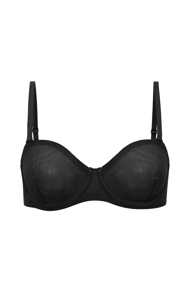 Black Women\'s Oh Polly Soft Mesh Strapless Bra | 60845ZSVT