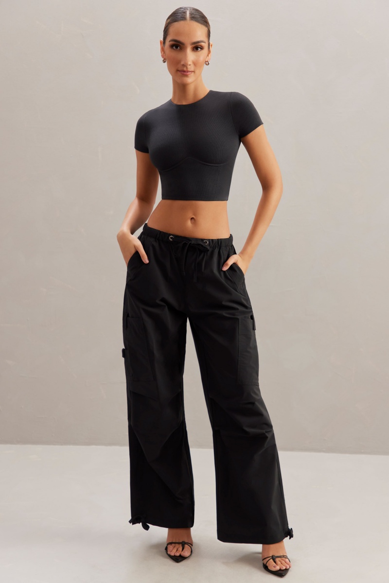 Black Women\'s Oh Polly Wide Leg Cargo Pants | 83602OFZJ