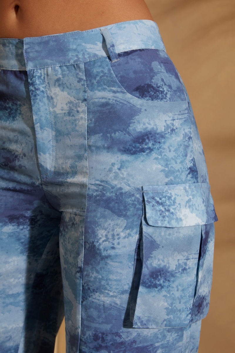 Blue Women's Oh Polly High Waist Camo Cargo Pants | 06394RSVT