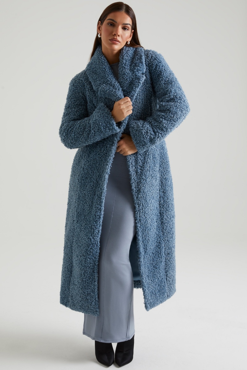 Blue Women\'s Oh Polly Long Shearling Coats | 83126FOCK