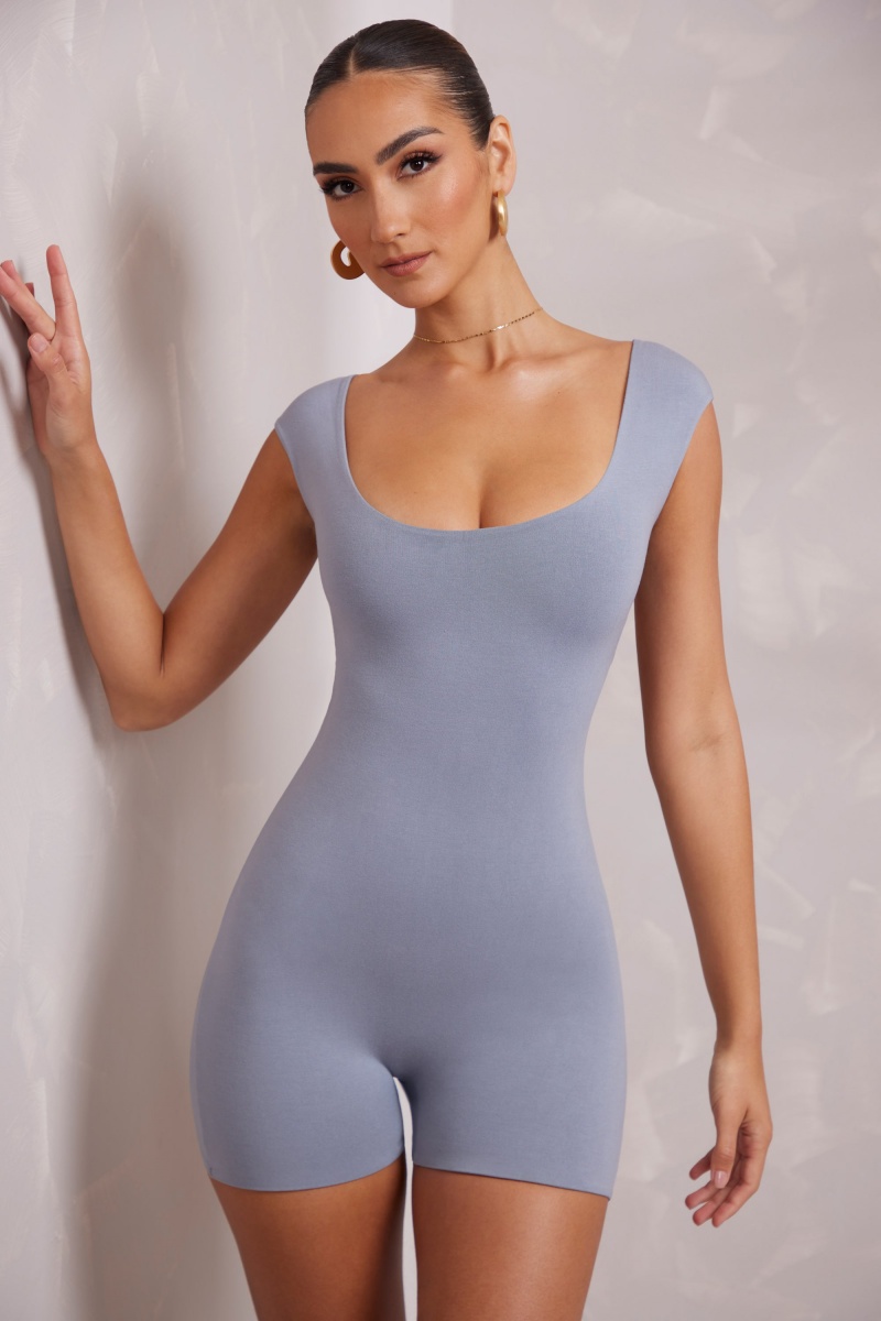 Blue Women's Oh Polly Open Back Scoop Neck Unitard Jumpsuit | 56280YMEW