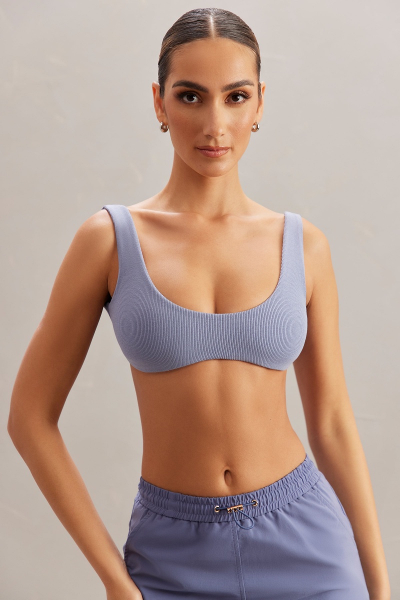 Blue Women's Oh Polly Plunge Neck Bra | 31689HSOV