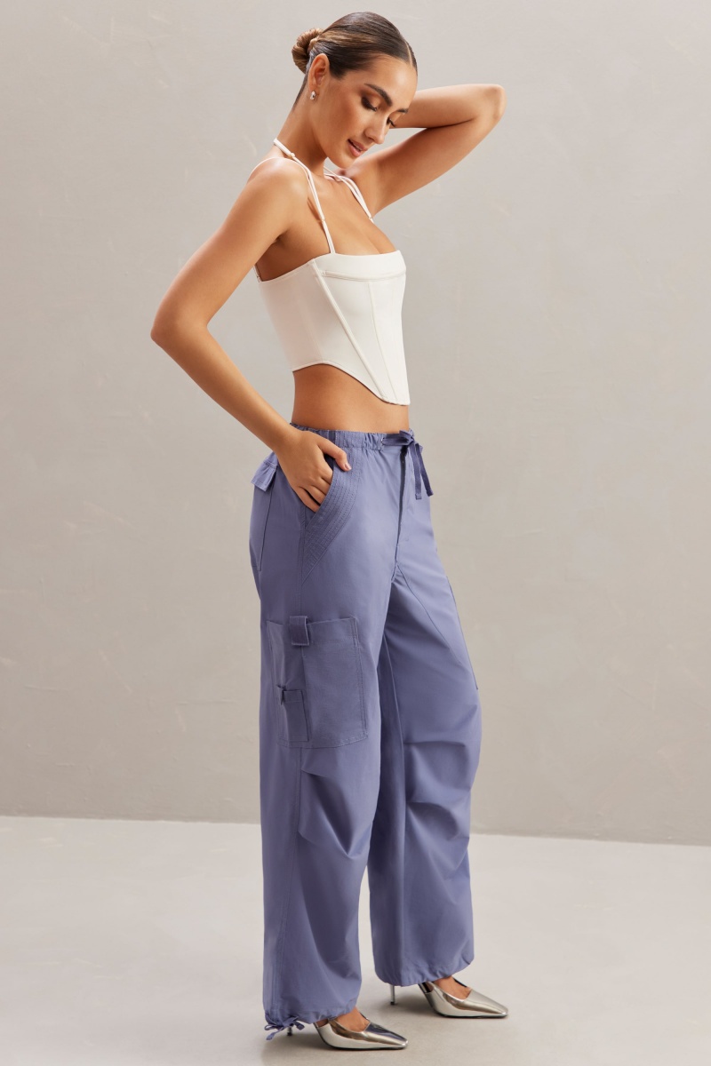 Blue Women's Oh Polly Wide Leg Cargo Pants | 08639KTCX