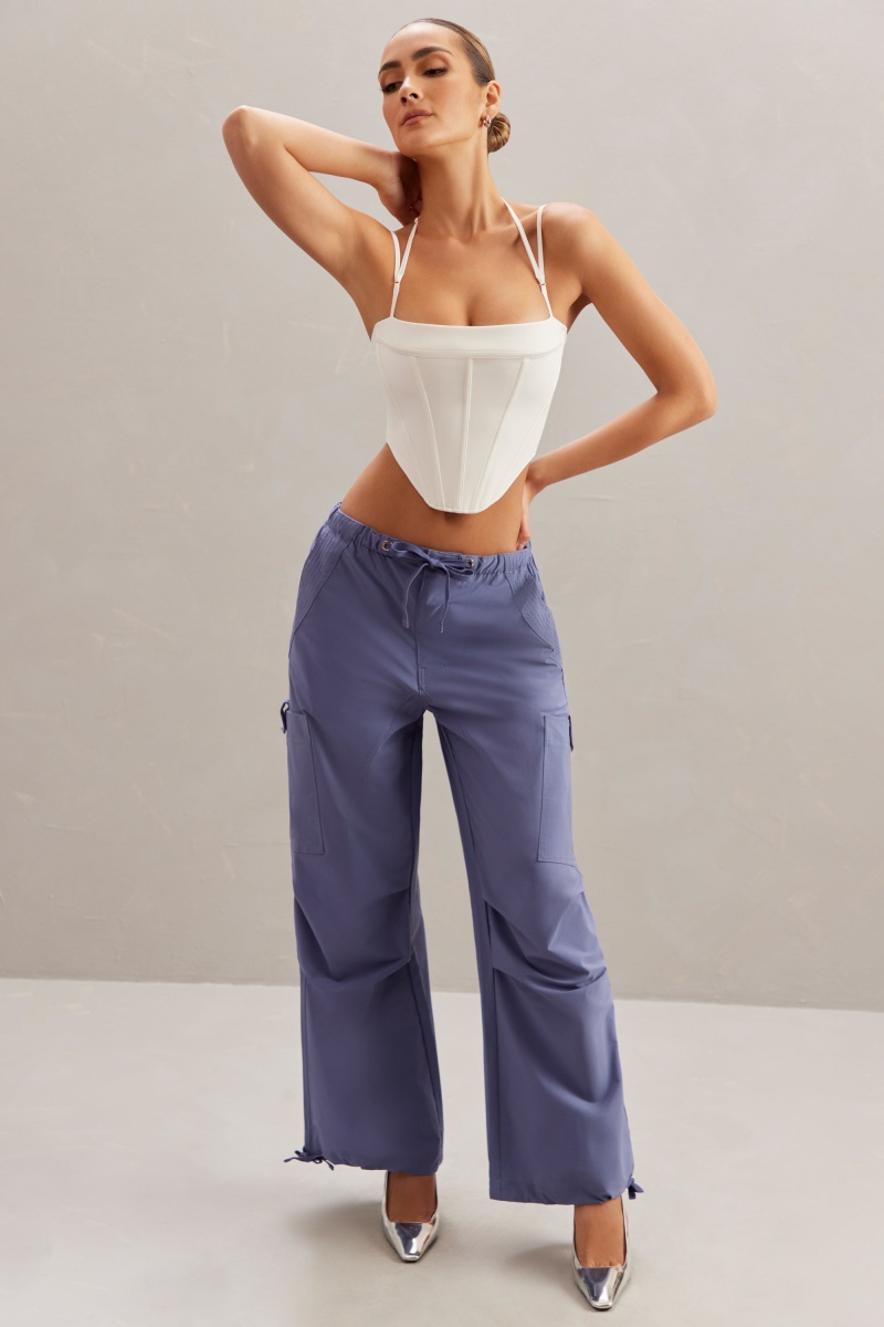 Blue Women's Oh Polly Wide Leg Cargo Pants | 08639KTCX