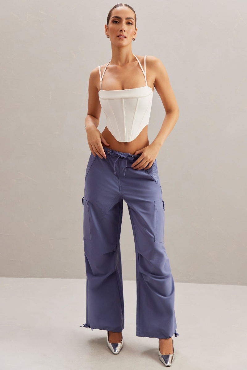 Blue Women's Oh Polly Wide Leg Cargo Pants | 08639KTCX