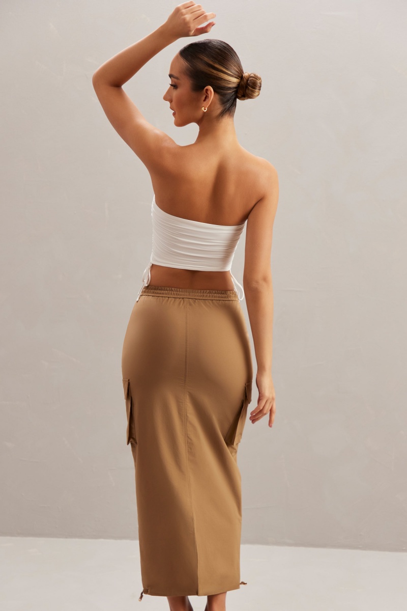 Brown Women's Oh Polly Cargo Maxi Skirts | 52971KUDV