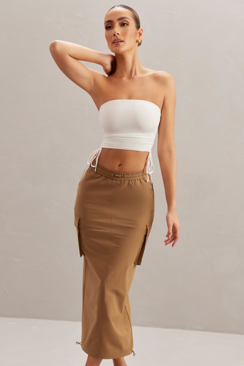 Brown Women's Oh Polly Cargo Maxi Skirts | 52971KUDV