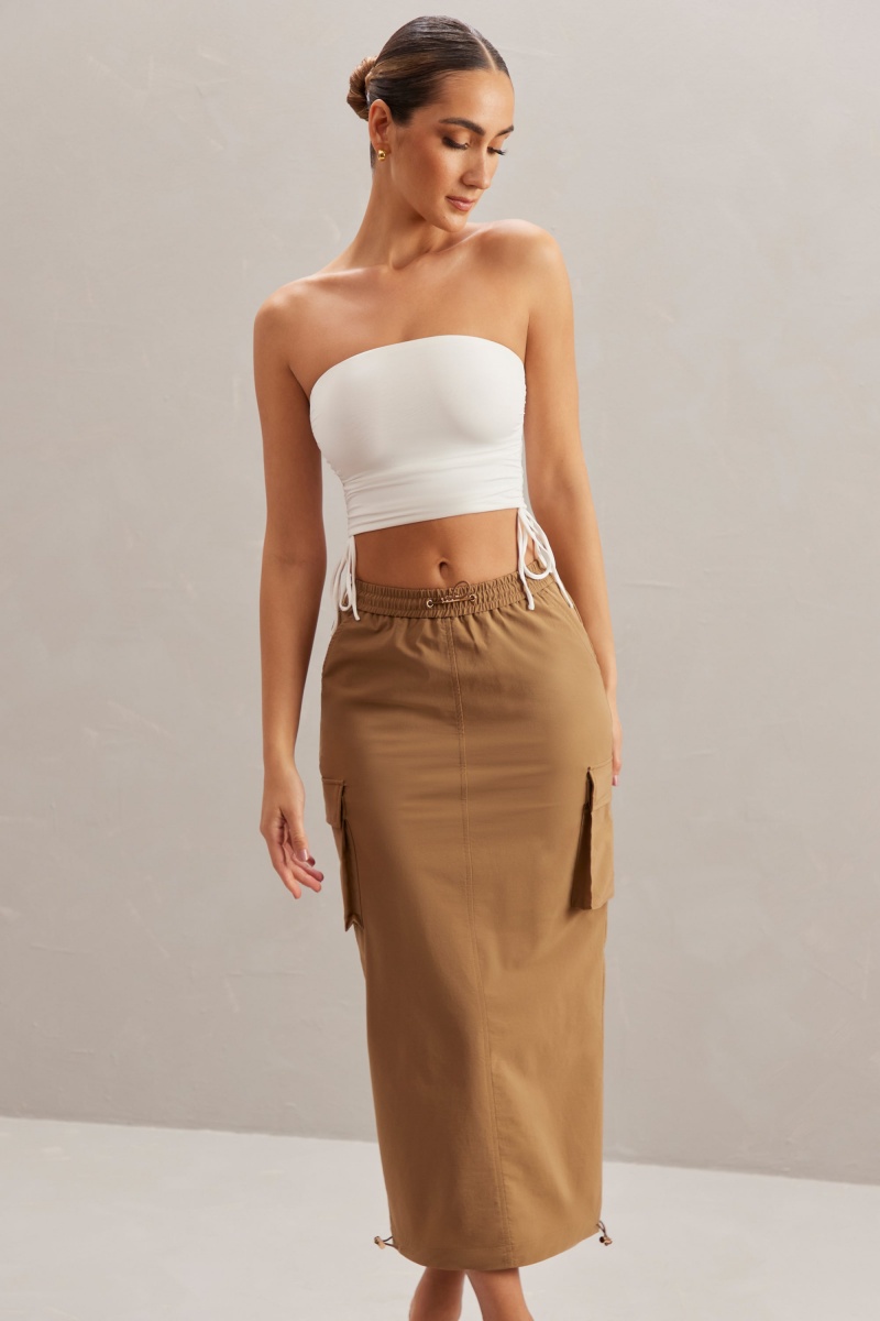 Brown Women's Oh Polly Cargo Maxi Skirts | 52971KUDV