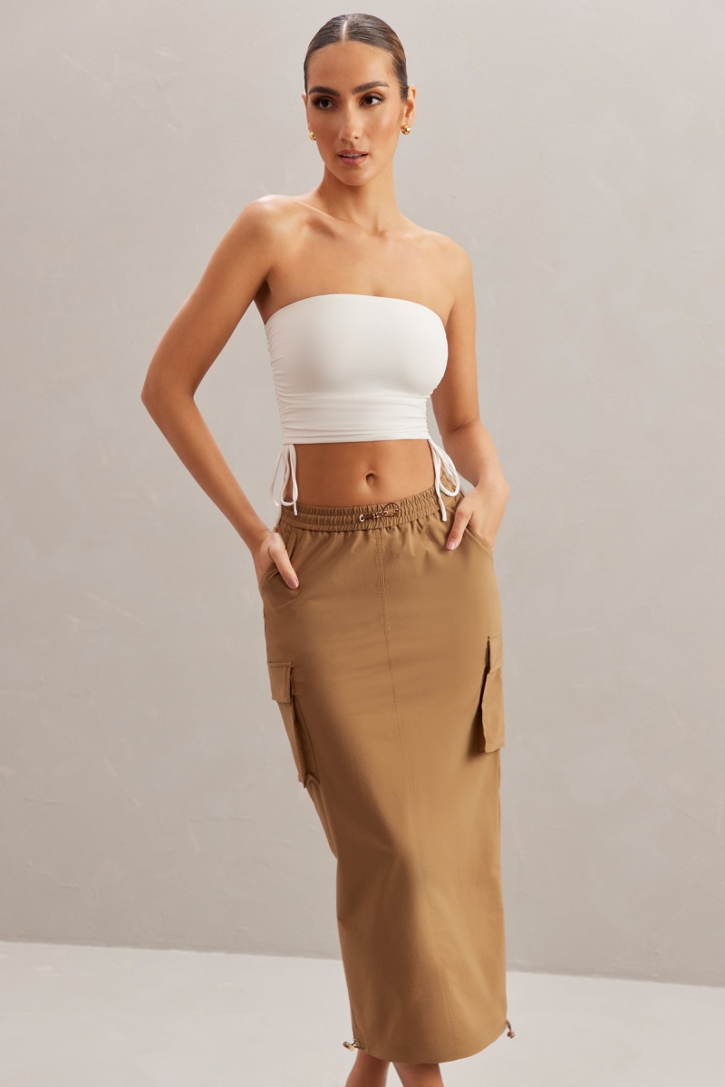 Brown Women's Oh Polly Cargo Maxi Skirts | 52971KUDV