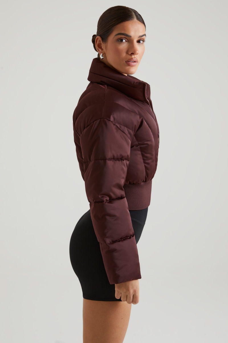 Brown Women's Oh Polly Ribbed Puffer Jackets | 68732YMWA