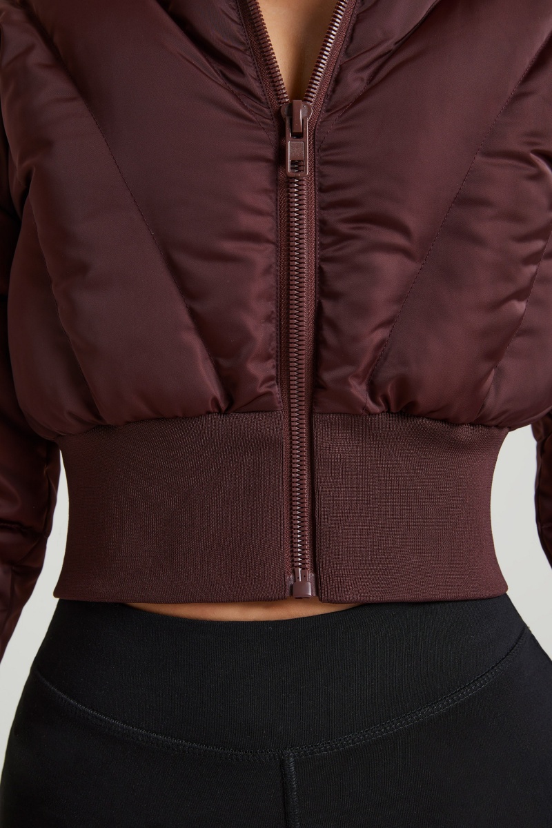 Brown Women's Oh Polly Ribbed Puffer Jackets | 68732YMWA