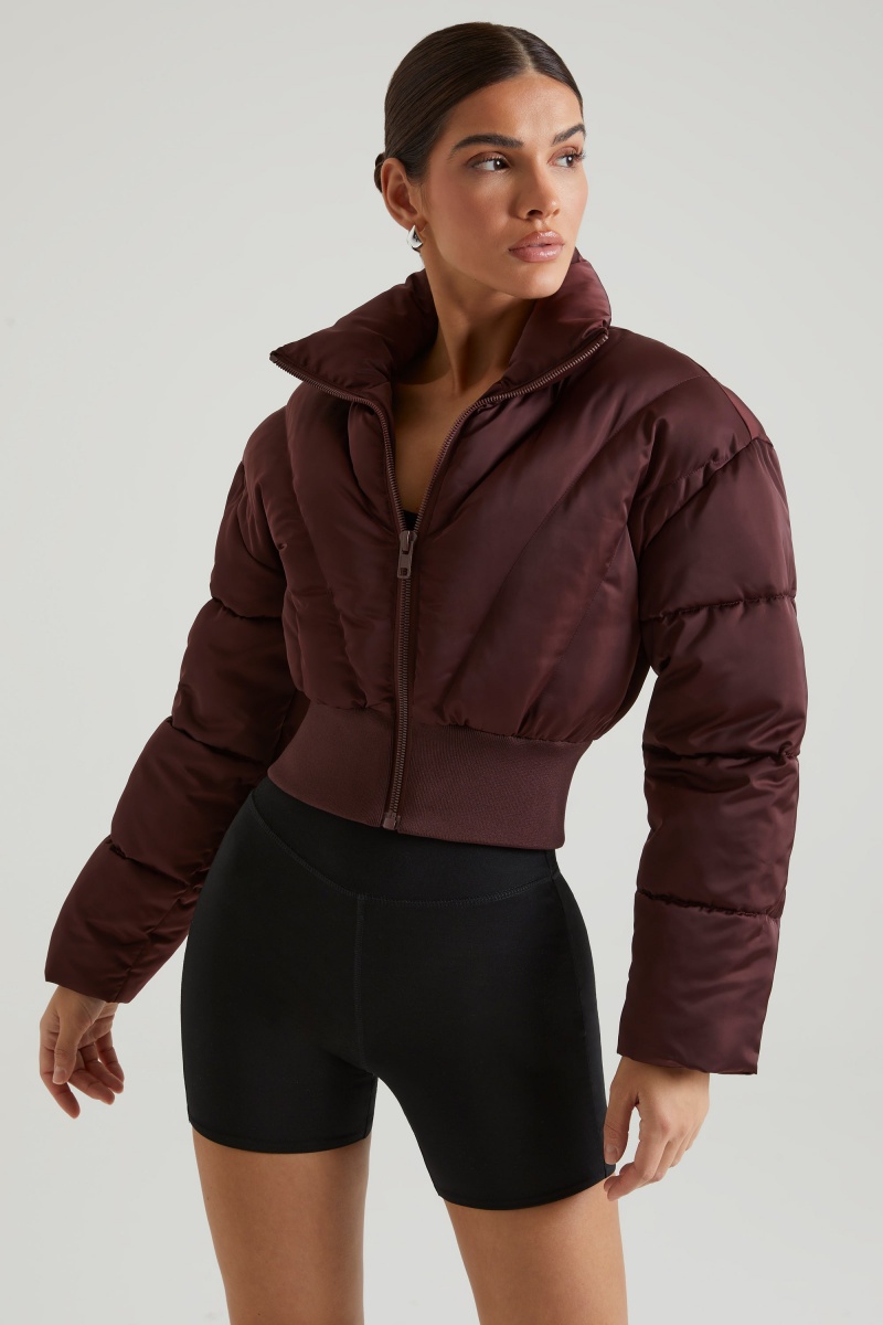 Brown Women's Oh Polly Ribbed Puffer Jackets | 68732YMWA