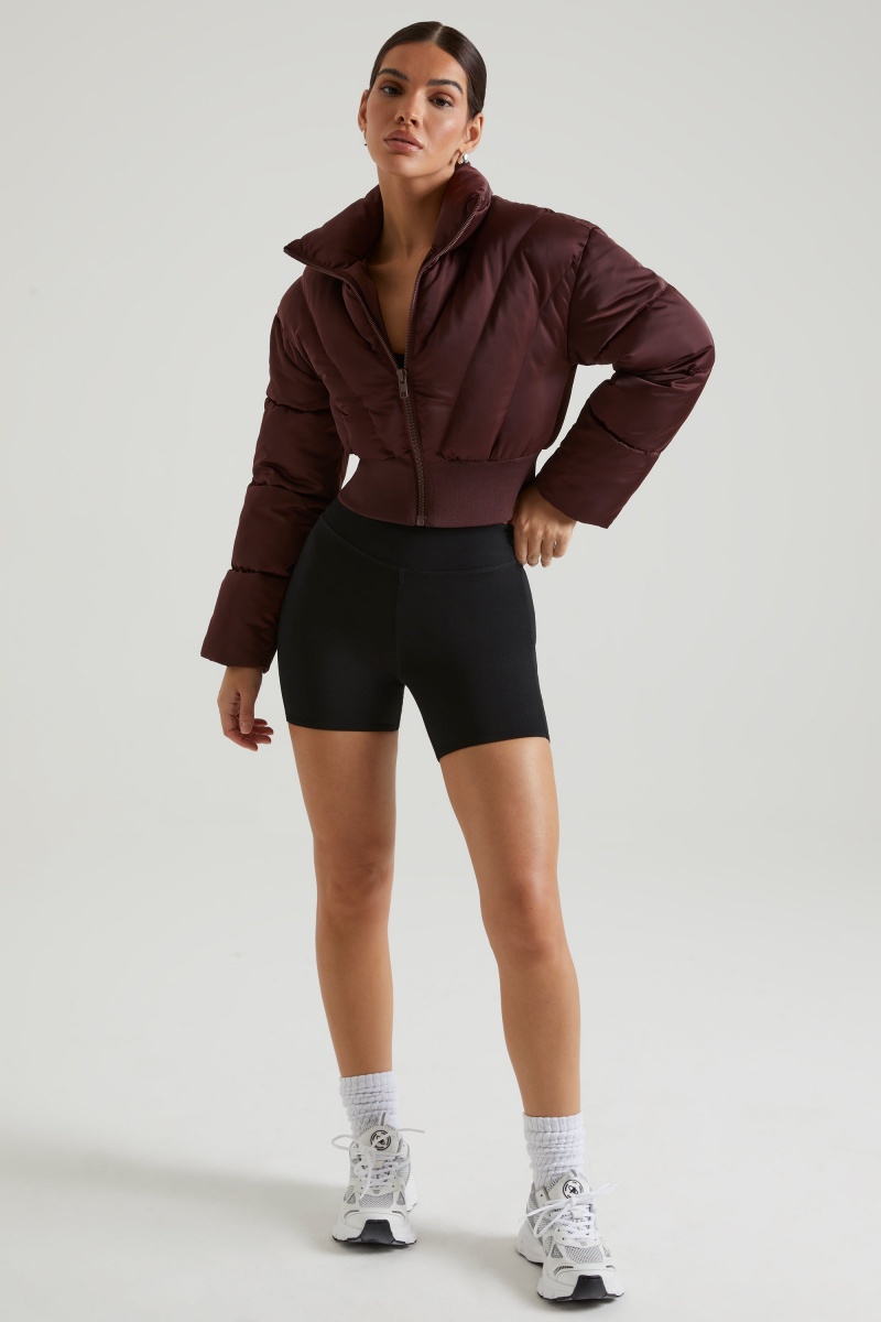 Brown Women's Oh Polly Ribbed Puffer Jackets | 68732YMWA