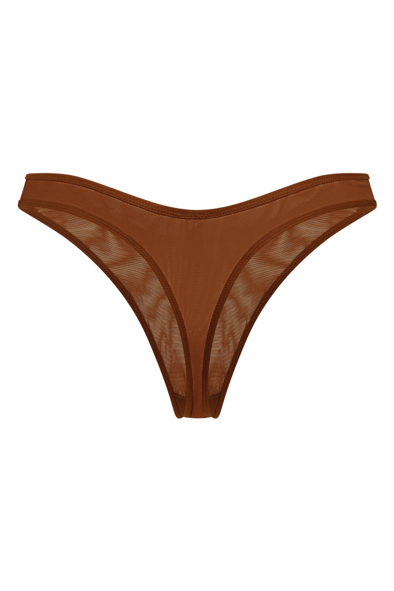 Brown Women's Oh Polly Soft Mesh Bikini Bottoms | 50891FEXR