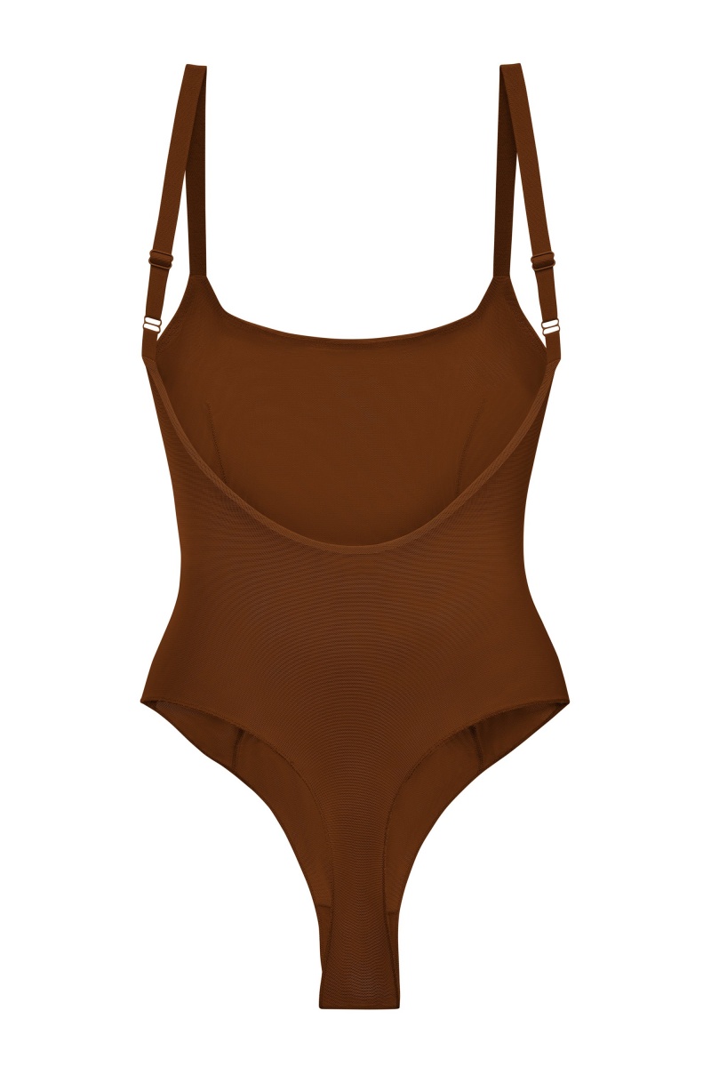 Brown Women's Oh Polly Soft Mesh Bodysuit | 47608GPYH