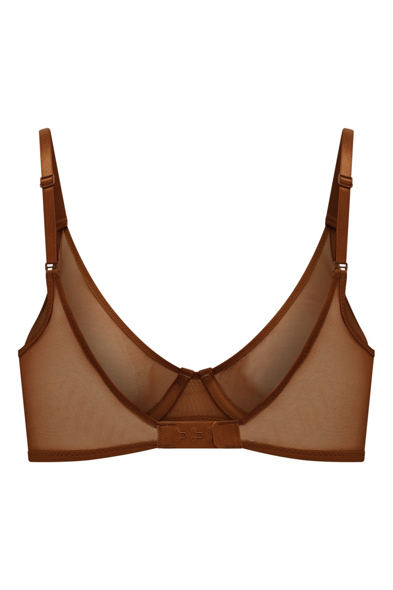 Brown Women's Oh Polly Soft Mesh Single Layer Underwired Bra | 76241SFDW