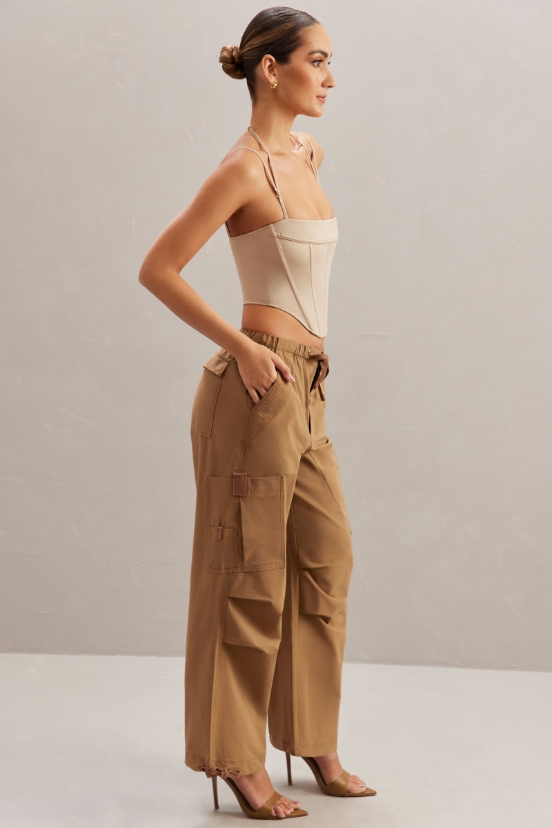 Brown Women's Oh Polly Wide Leg Cargo Pants | 56320XIPT