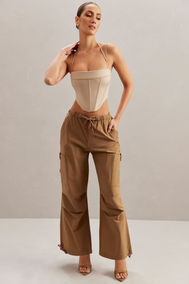 Brown Women's Oh Polly Wide Leg Cargo Pants | 56320XIPT