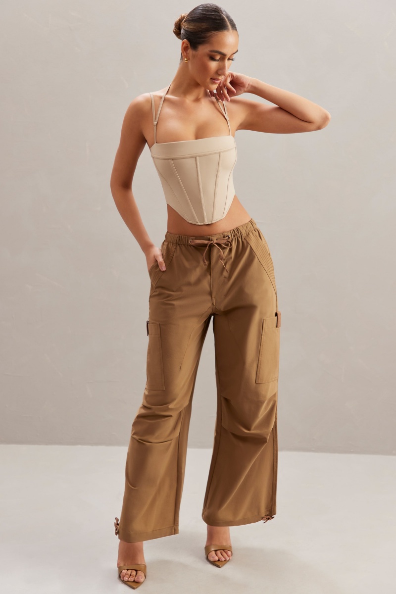 Brown Women's Oh Polly Wide Leg Cargo Pants | 56320XIPT