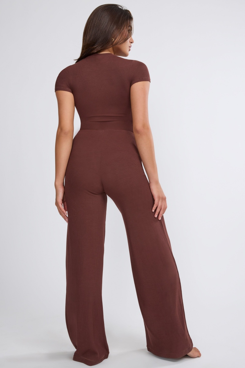 Chocolate Women's Oh Polly Mid Rise Wide Leg Pants | 64589PZVK