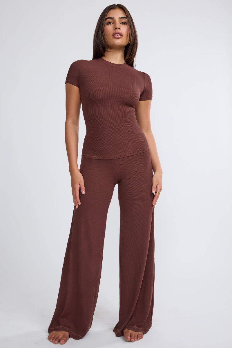 Chocolate Women's Oh Polly Mid Rise Wide Leg Pants | 64589PZVK