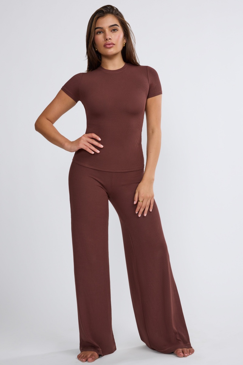 Chocolate Women's Oh Polly Mid Rise Wide Leg Pants | 64589PZVK