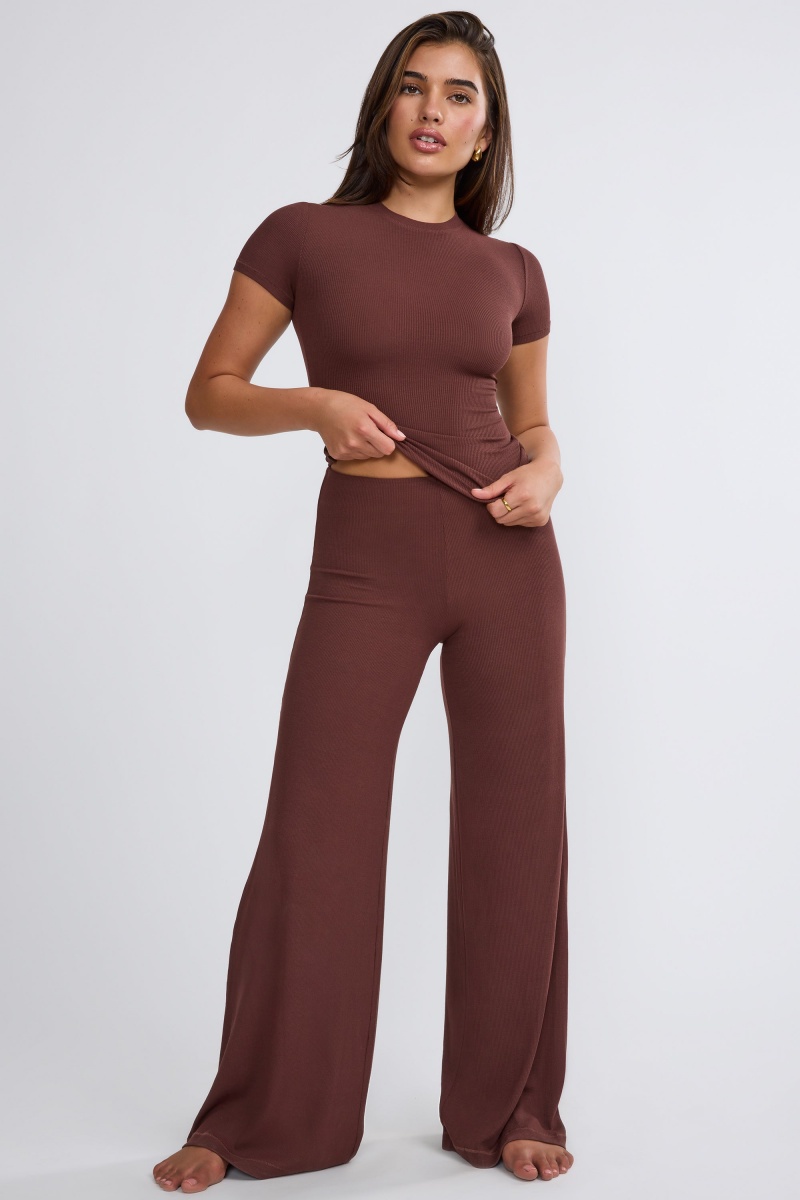 Chocolate Women's Oh Polly Mid Rise Wide Leg Pants | 64589PZVK