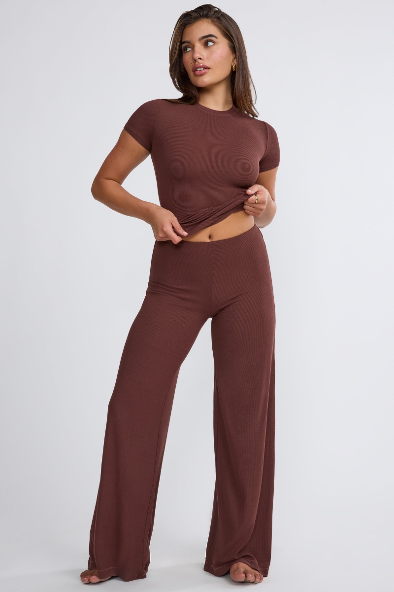 Chocolate Women's Oh Polly Mid Rise Wide Leg Pants | 64589PZVK