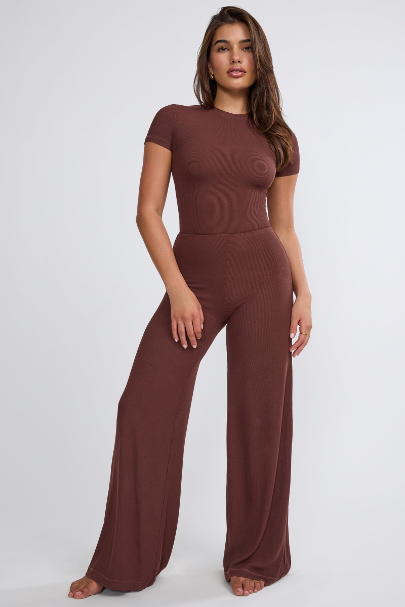 Chocolate Women's Oh Polly Mid Rise Wide Leg Pants | 64589PZVK