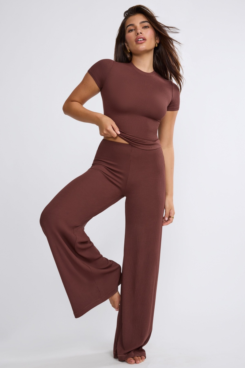 Chocolate Women\'s Oh Polly Mid Rise Wide Leg Pants | 64589PZVK