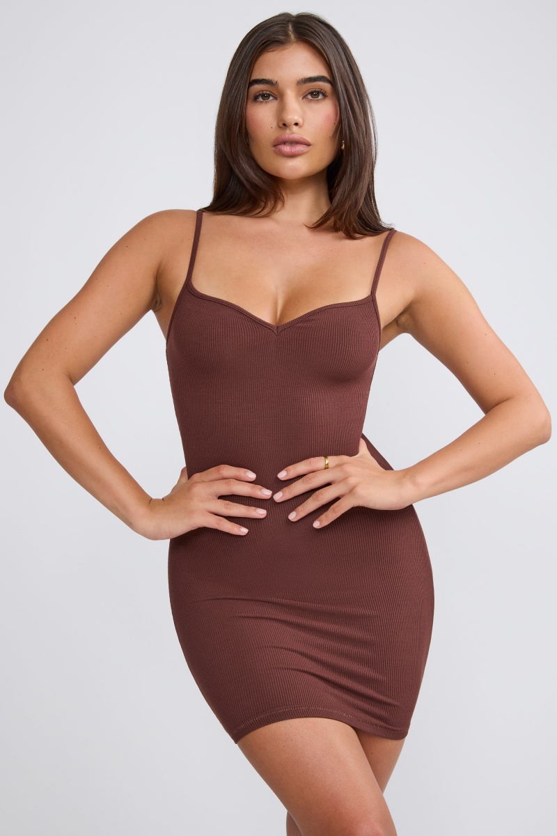 Chocolate Women\'s Oh Polly Ribbed Modal Mini Dress | 30984TQJI