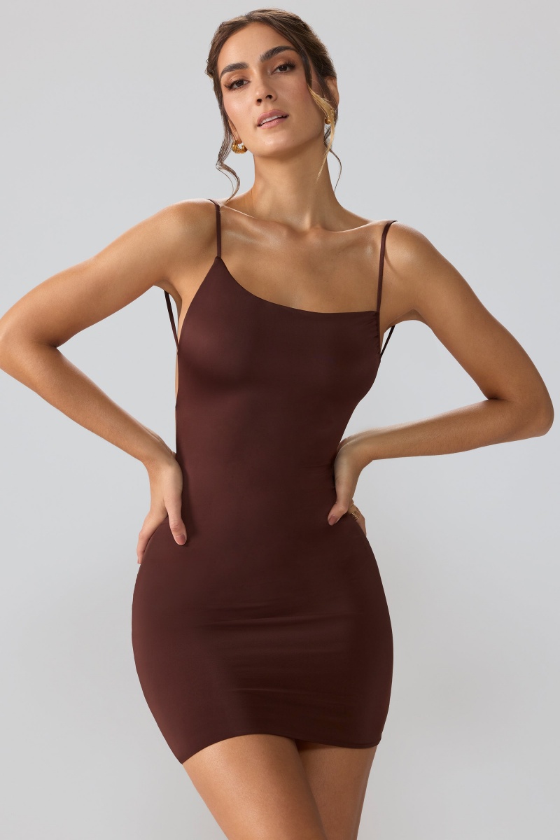 Chocolate Women's Oh Polly Slinky Jersey Open Back Mini Dress | 63851VTSJ